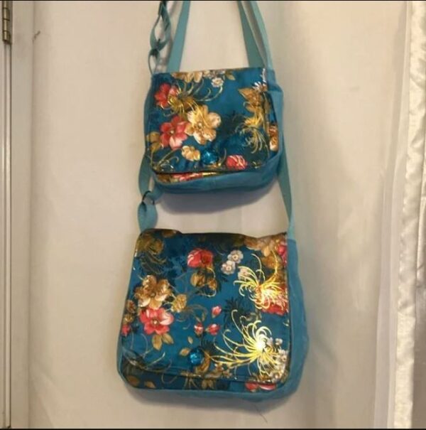 Mommy and Me Blue Satin Crossbody Bags